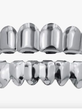 Chrome Dental Grillz Full Upper and Lower Set